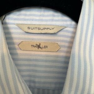 Suitsupply Light Blue Striped Traveller Shirt
